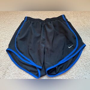 Nike Shorts Womens Small Black Blue Dri Fit Running Athletic Split Hem